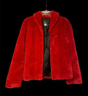 Guess × Vintage Red faux fur coat