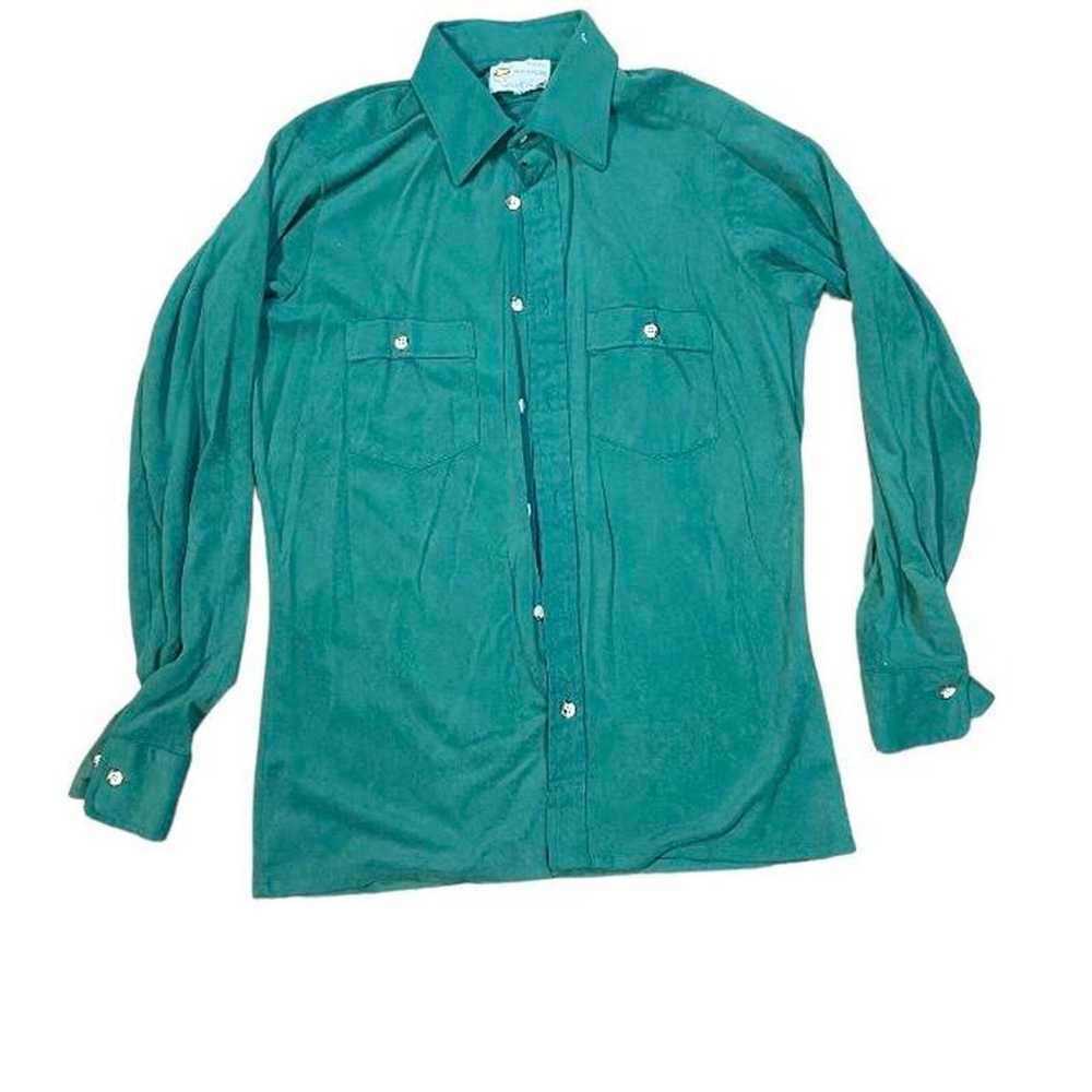 Hanes 70s green button up - image 1
