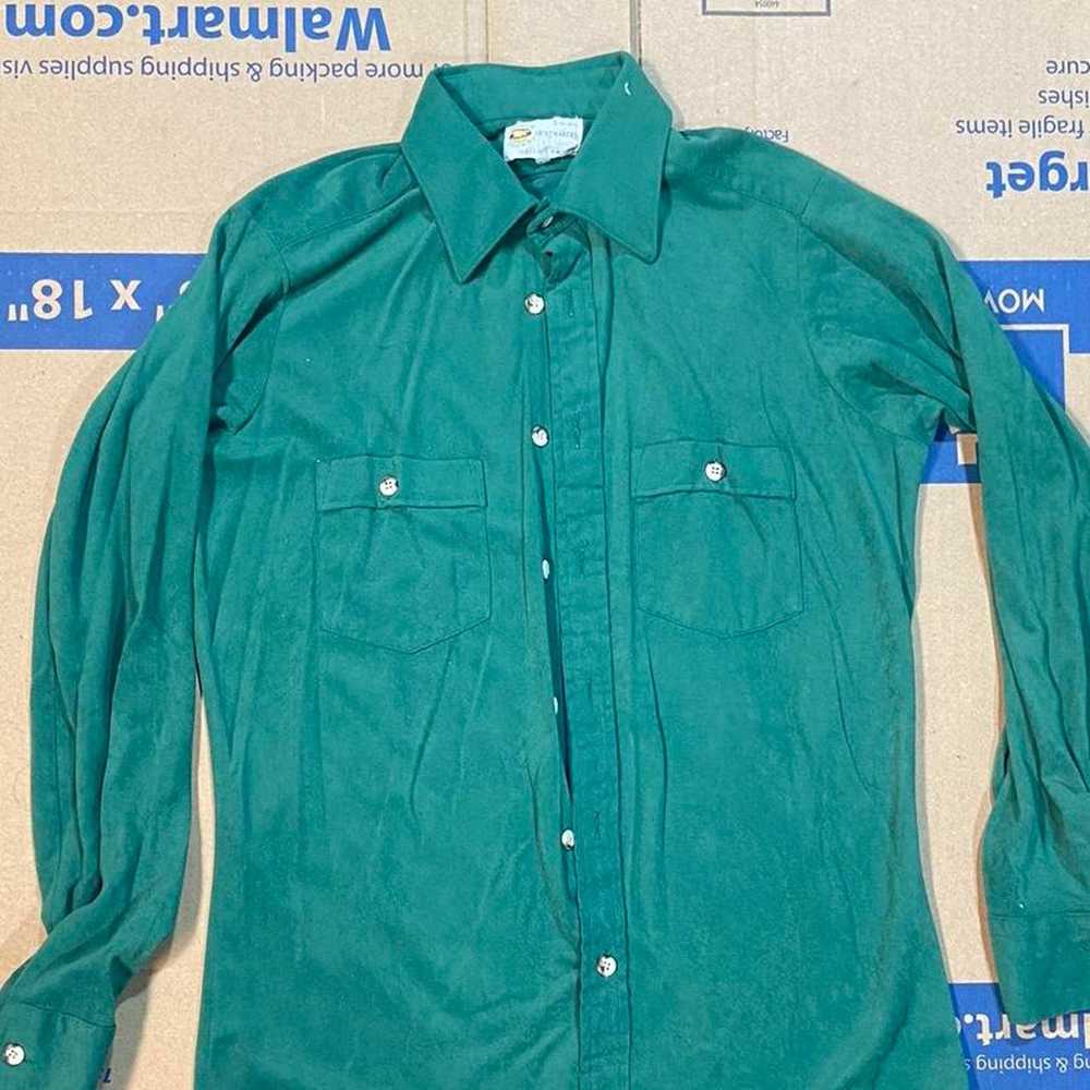 Hanes 70s green button up - image 4