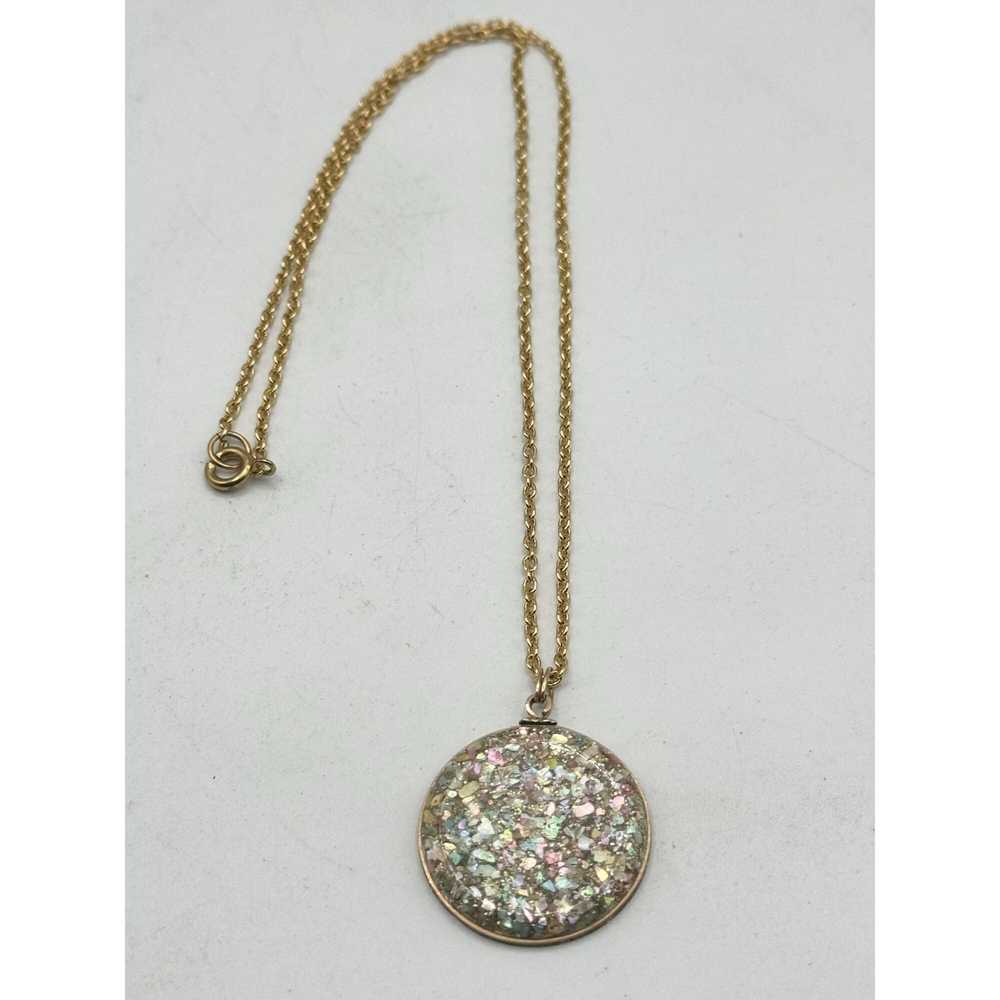 Vintage Vintage confetti glitter pendant necklace - image 1