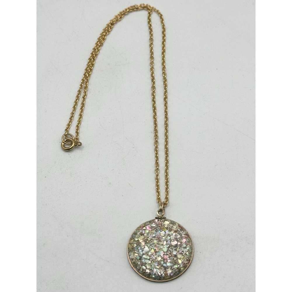 Vintage Vintage confetti glitter pendant necklace - image 2