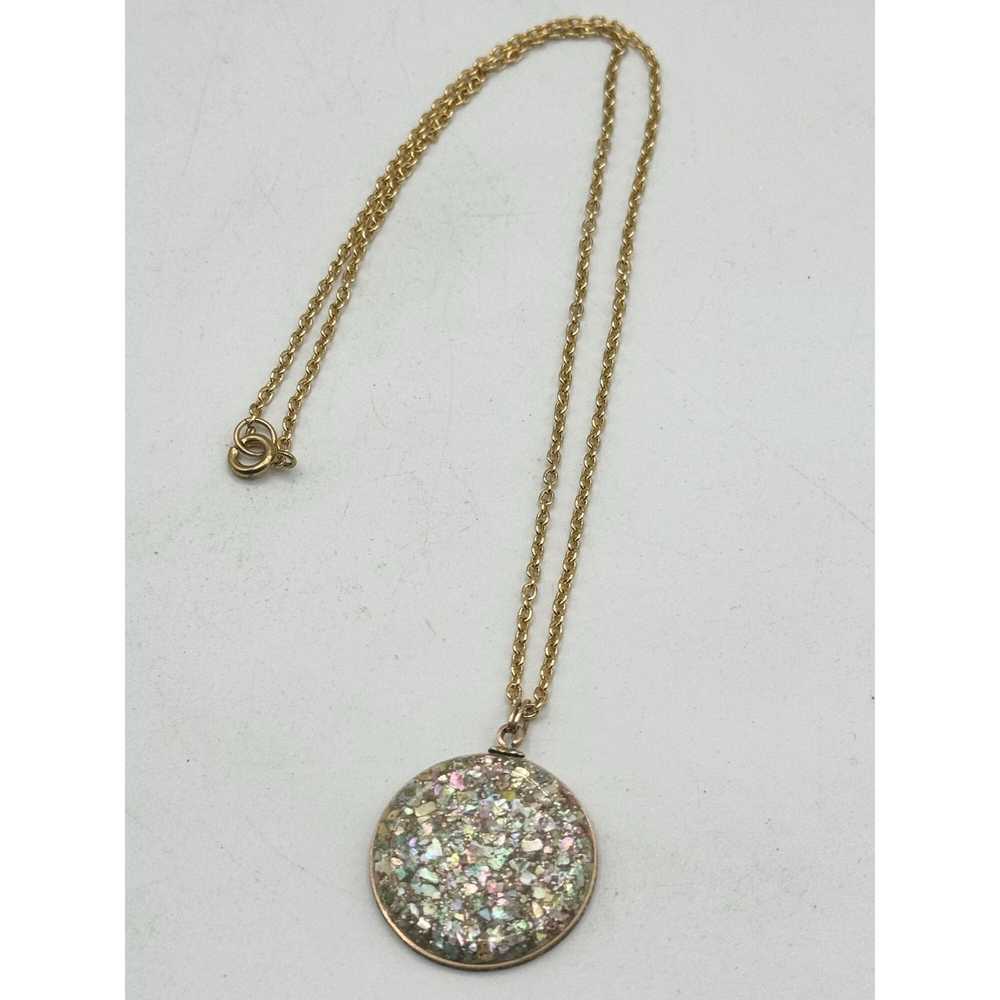 Vintage Vintage confetti glitter pendant necklace - image 3