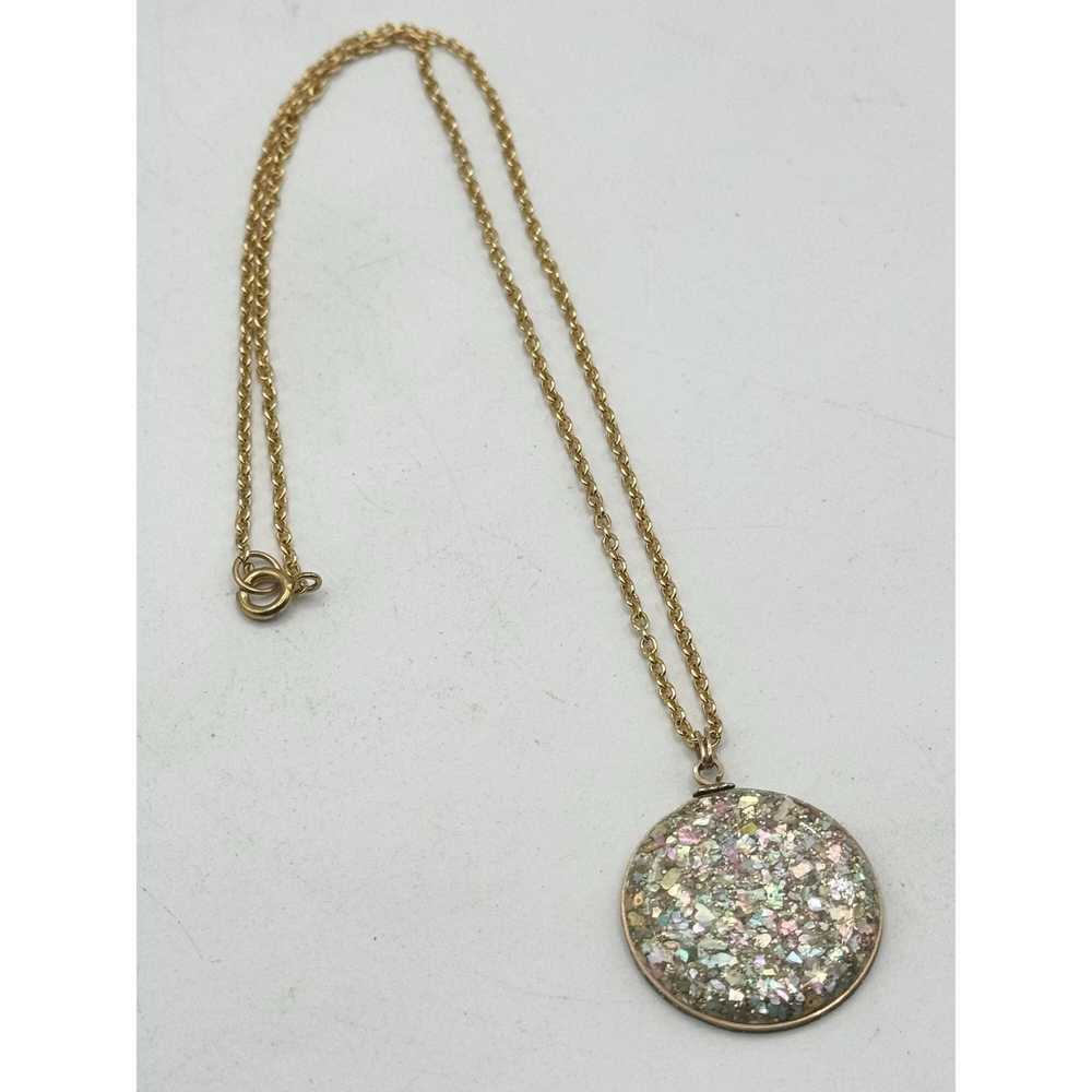 Vintage Vintage confetti glitter pendant necklace - image 4