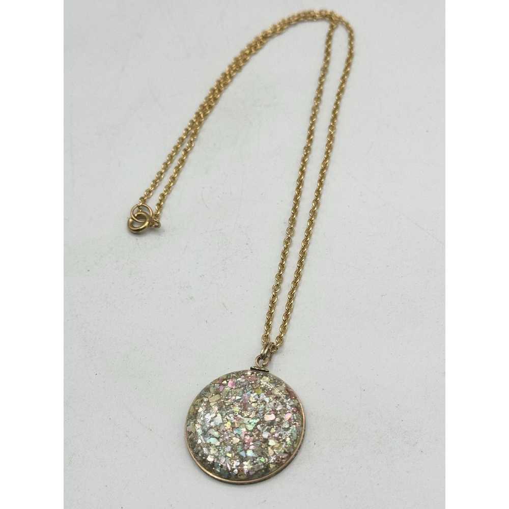 Vintage Vintage confetti glitter pendant necklace - image 5