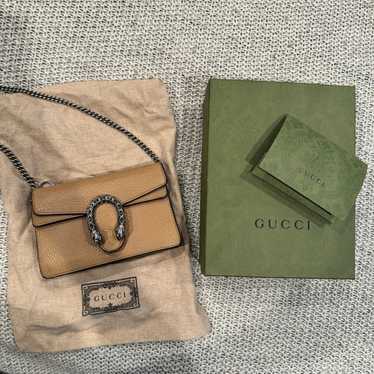 GUCCI Tan Dionysus Super Mini Leather Bag