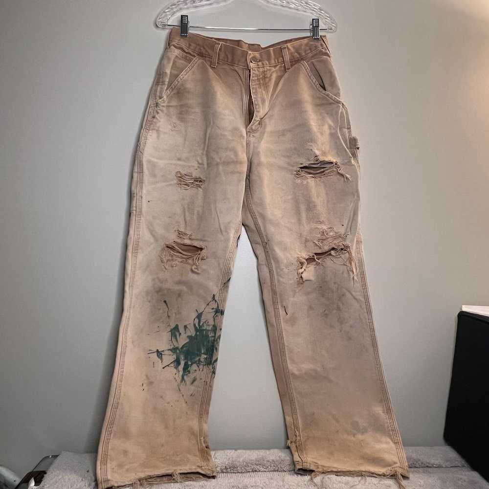 Carhartt Ultra distressed carhartt pants with pai… - image 1