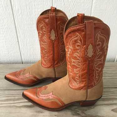 Vintage Tony Lama Womens Tan Suede Glazed Leather… - image 1