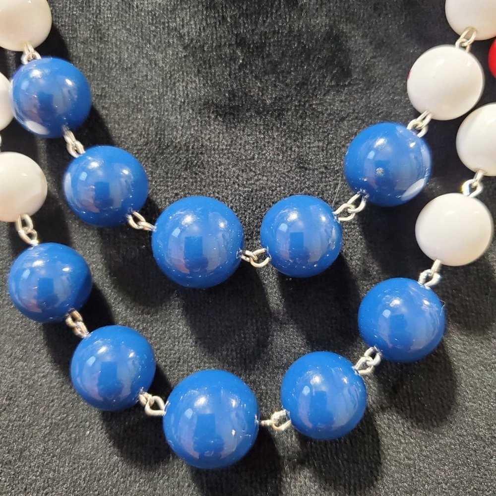 Other Fashion White Blue Red Lucite Bead Opera Co… - image 4