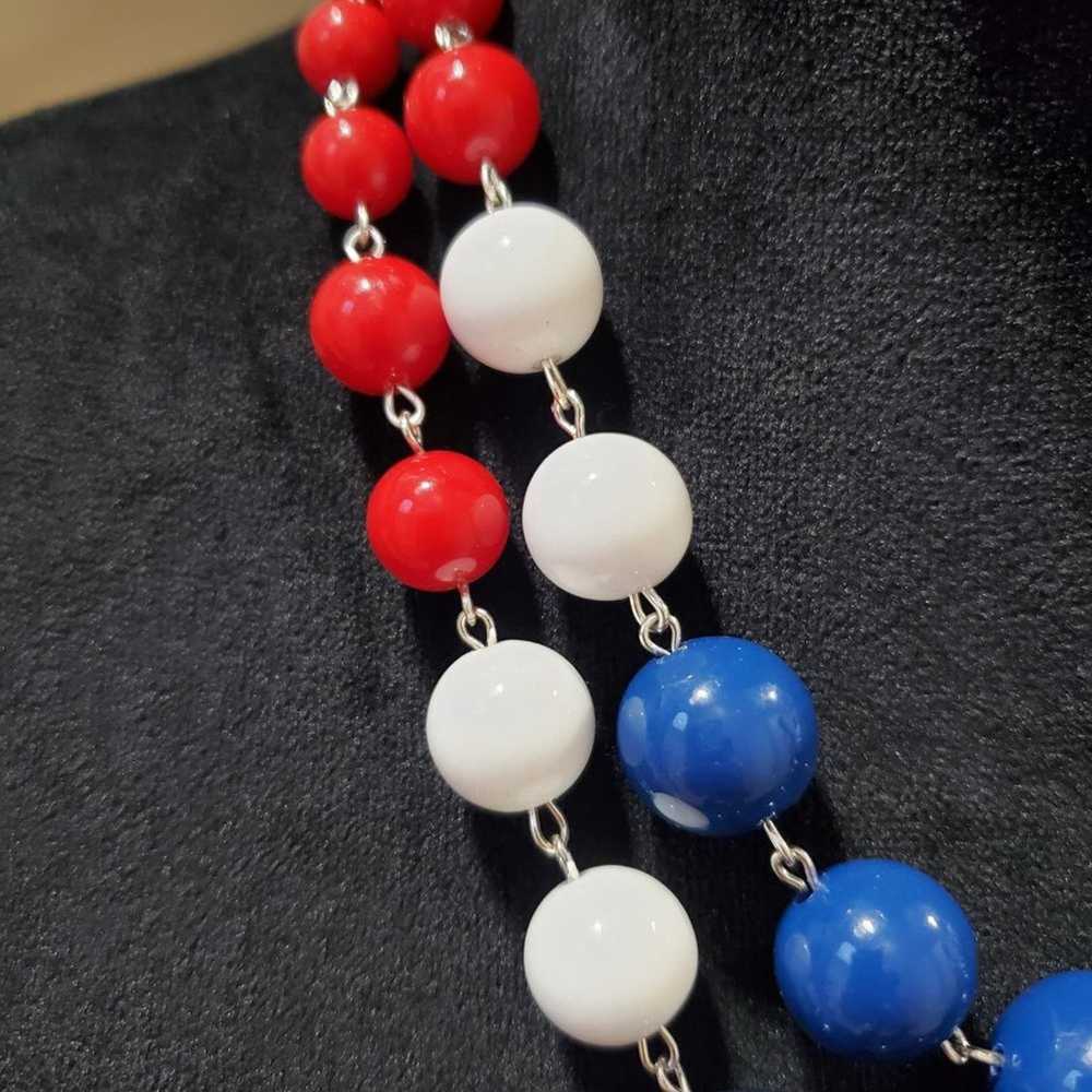 Other Fashion White Blue Red Lucite Bead Opera Co… - image 5