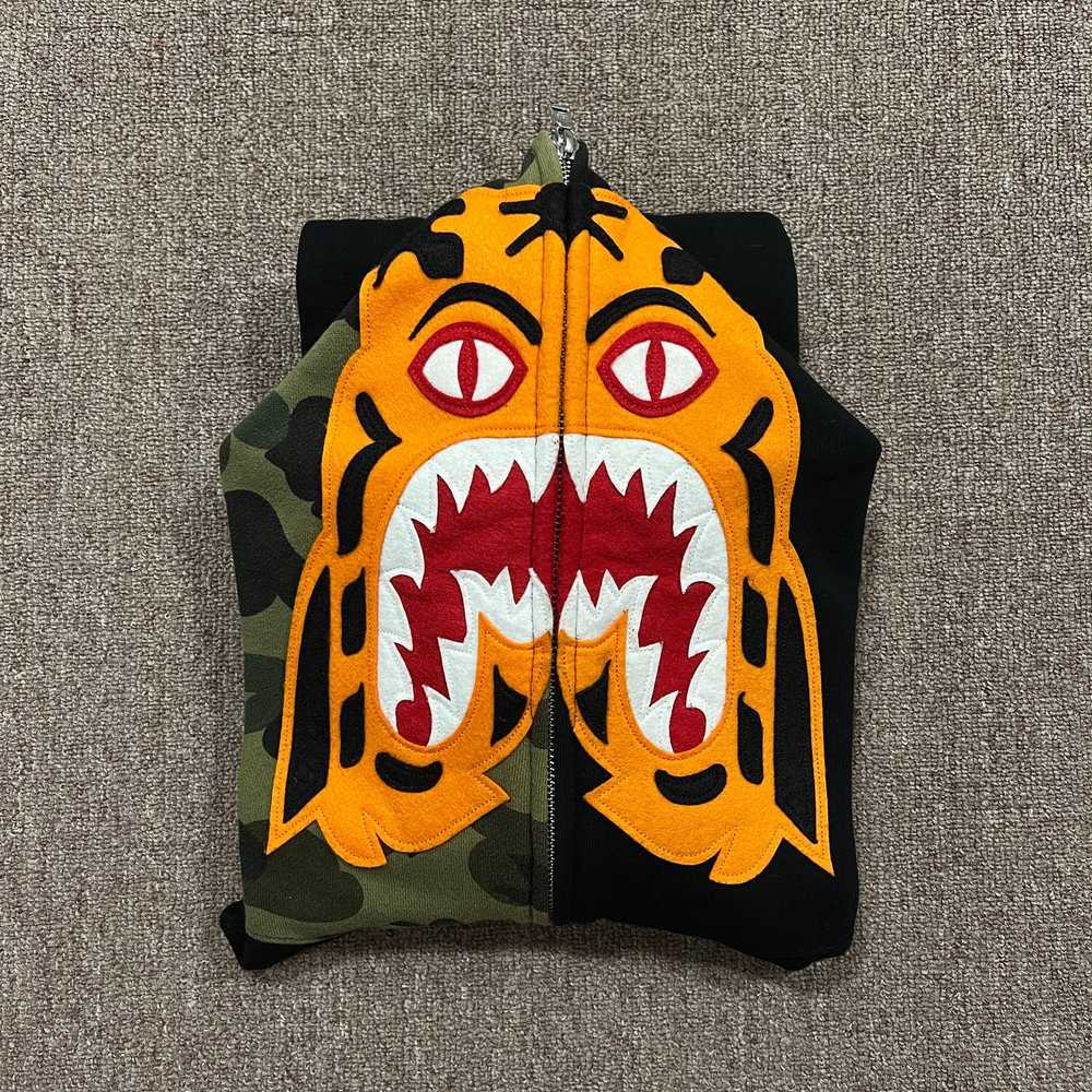 Bape Bape Half Green Camo Tiger Hoodie - image 1