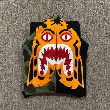 Bape Bape Half Green Camo Tiger Hoodie - image 1