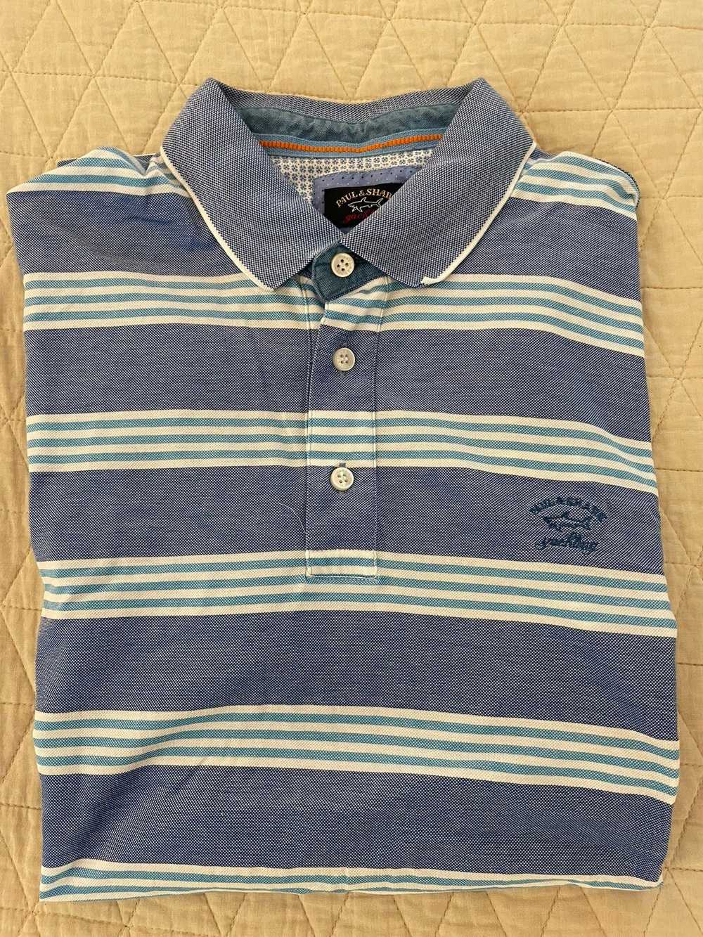 Paul & Shark Pique Knit Striped Polo Shirt - image 1