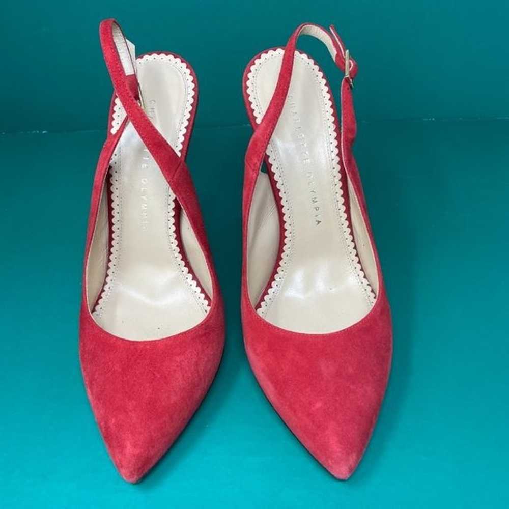 Charlotte Olympia Suede Red Pumps Size EU 38 - image 1