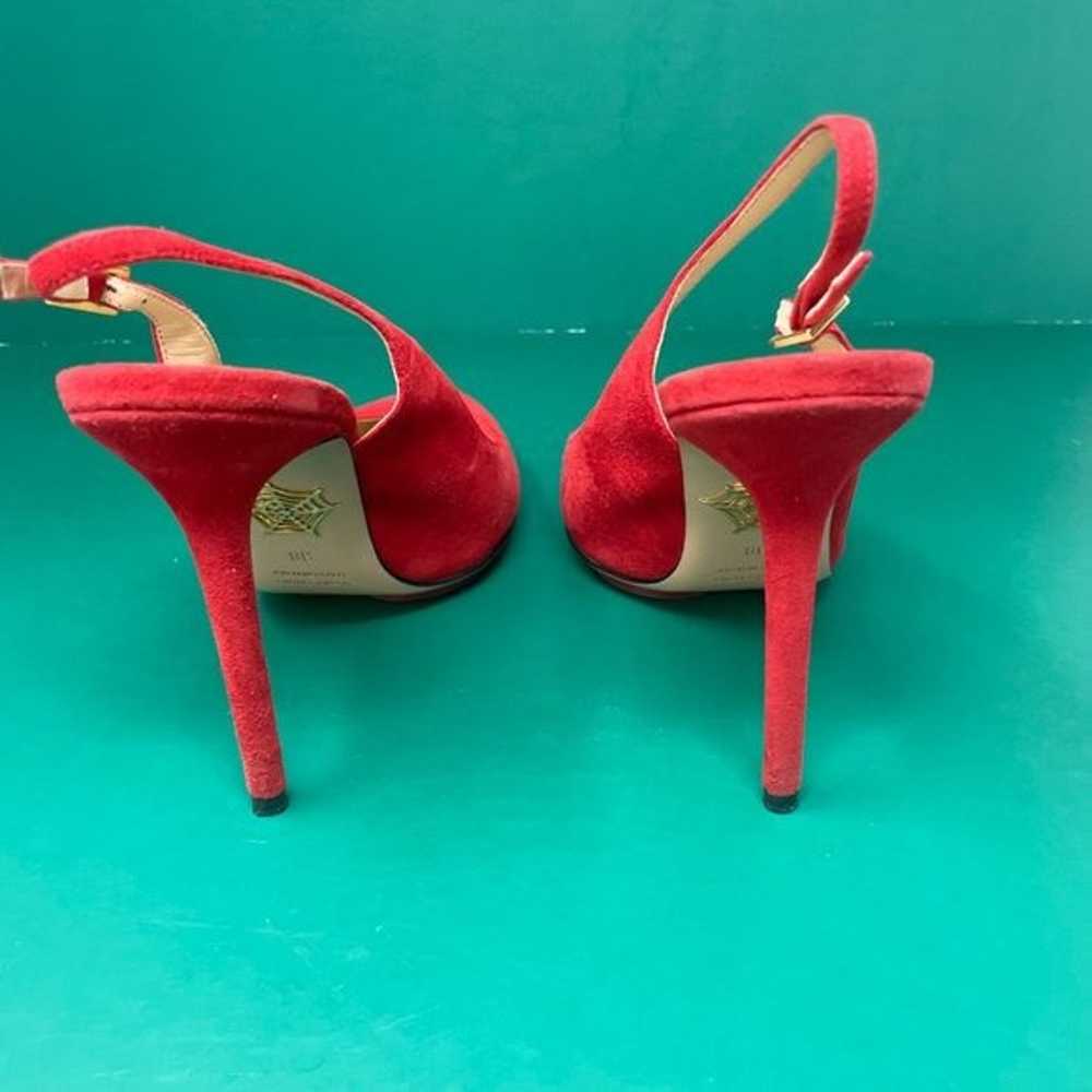 Charlotte Olympia Suede Red Pumps Size EU 38 - image 3