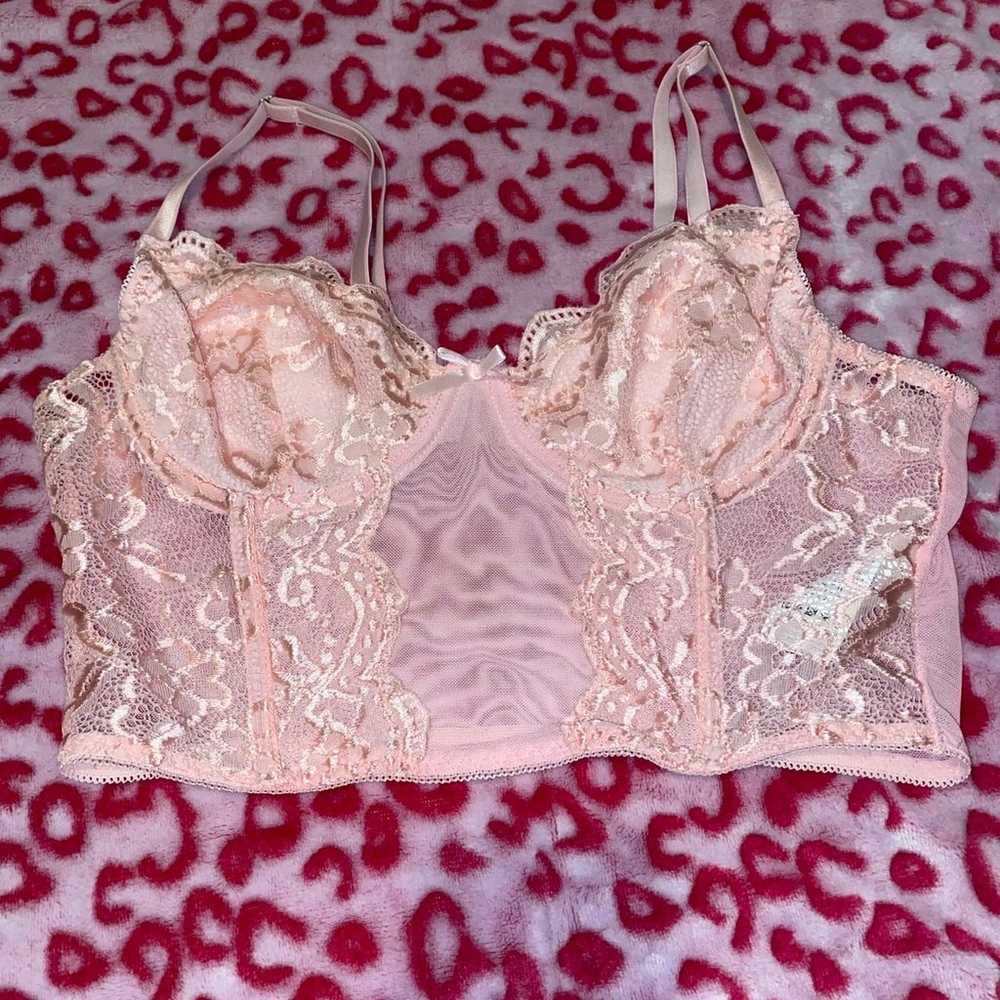 Baby pink mesh / lace corset crop top - image 2