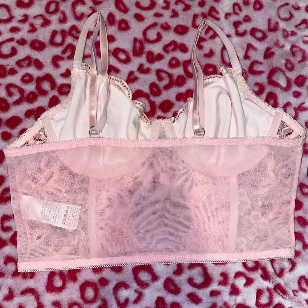 Baby pink mesh / lace corset crop top - image 4