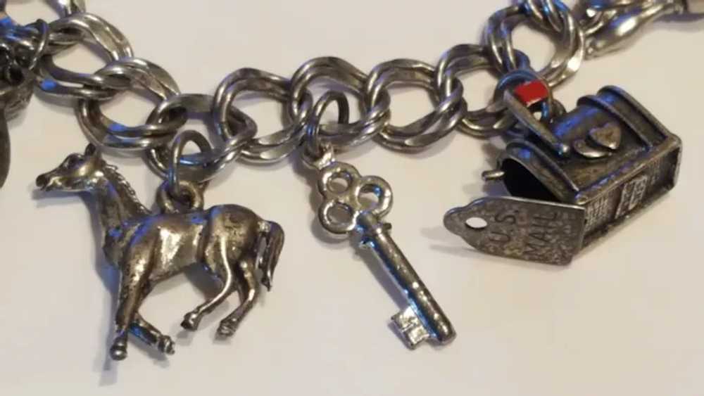 Vintage Sterling Silver Charm Bracelet 13 Charms - image 10