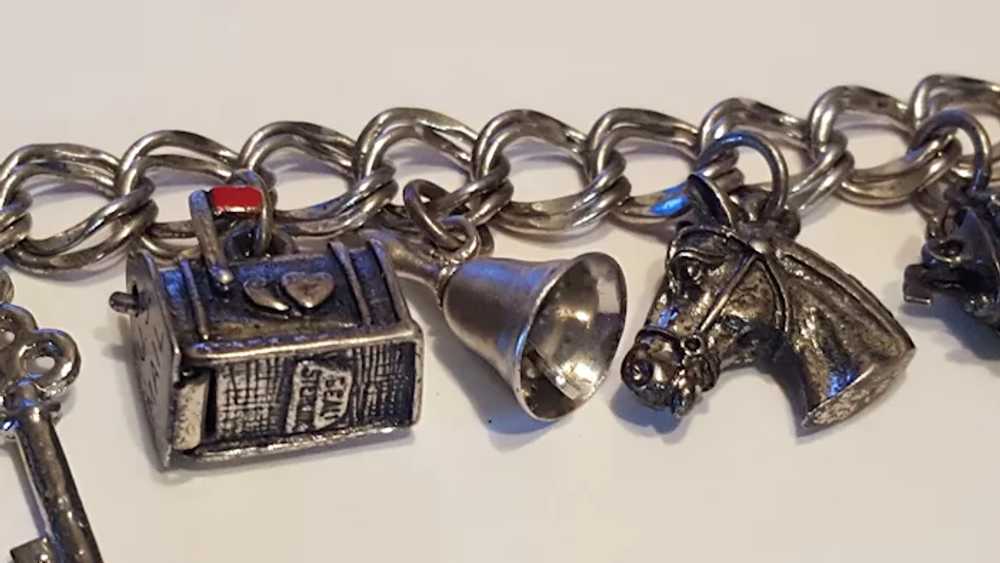 Vintage Sterling Silver Charm Bracelet 13 Charms - image 4