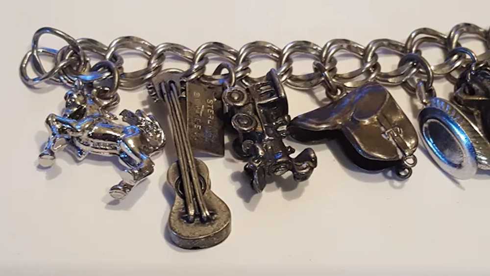 Vintage Sterling Silver Charm Bracelet 13 Charms - image 6