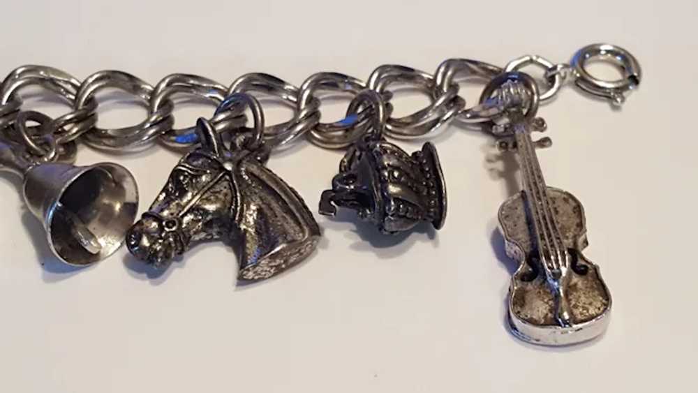 Vintage Sterling Silver Charm Bracelet 13 Charms - image 8