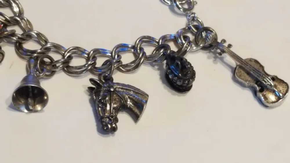 Vintage Sterling Silver Charm Bracelet 13 Charms - image 9