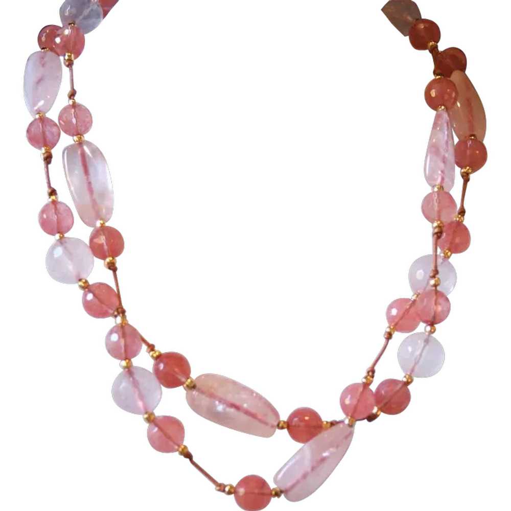 Pretty in Pink - Rose Quartz and Strawberry Glass… - image 1