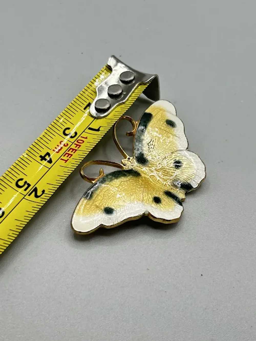 Vintage Enamel Butterfly Pin Brooch Yellow and Bl… - image 5