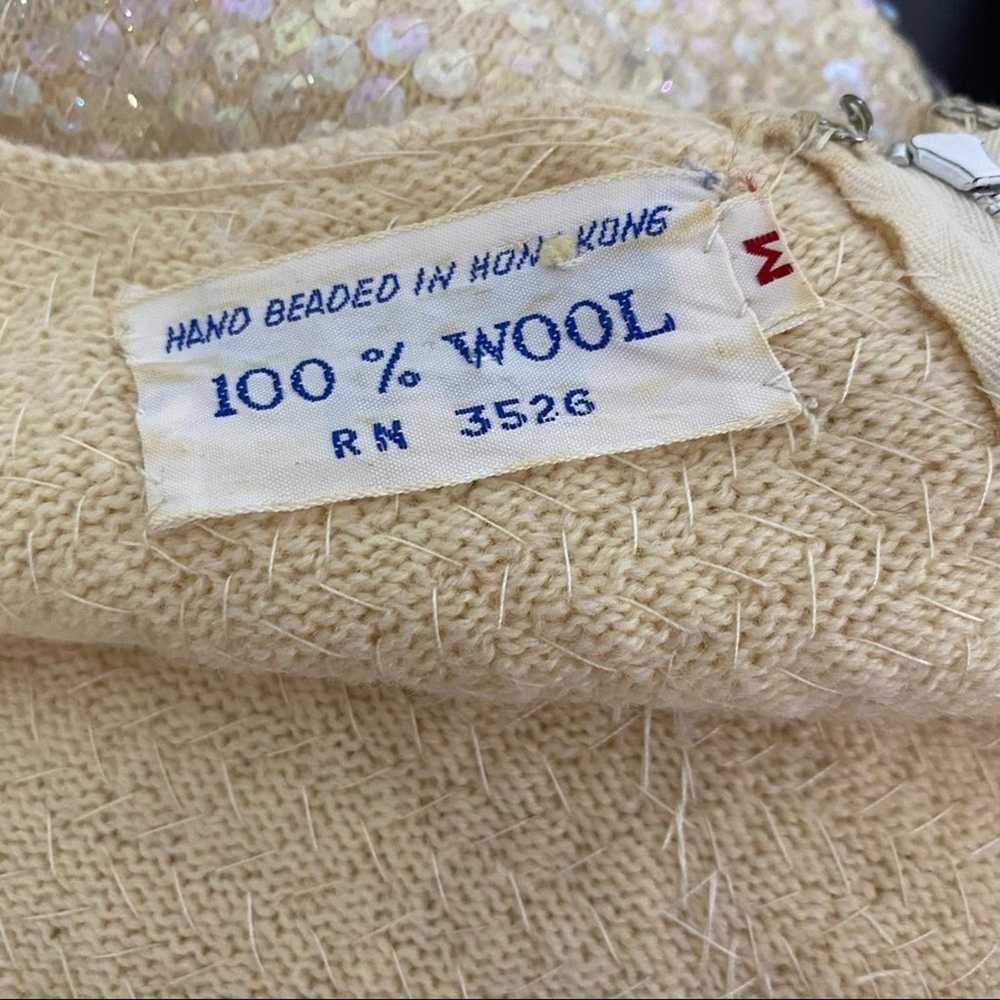 VINTAGE 1970s Hand Beaded Wool Sleeveless Top - image 3