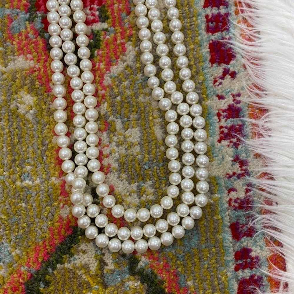 Vintage Neutral White Chunky Faux Pearl Beaded 3-… - image 3
