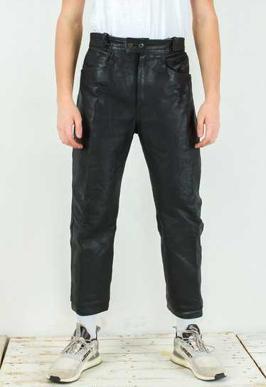 W36 L28 Straight Leather Pants Grunge Trousers Bi… - image 1