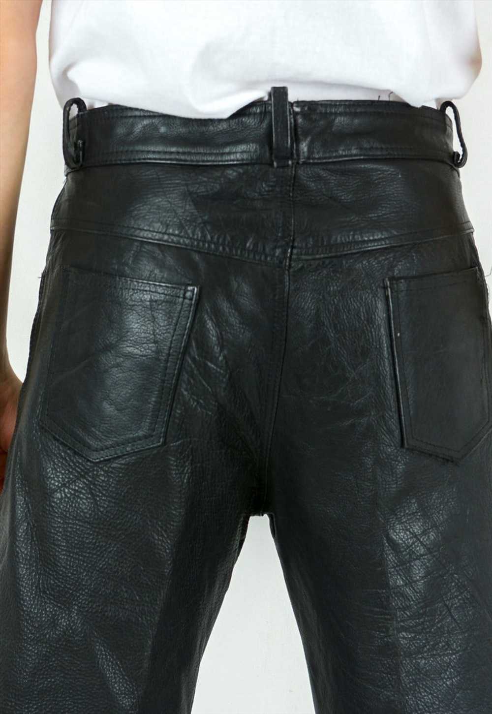 W36 L28 Straight Leather Pants Grunge Trousers Bi… - image 5