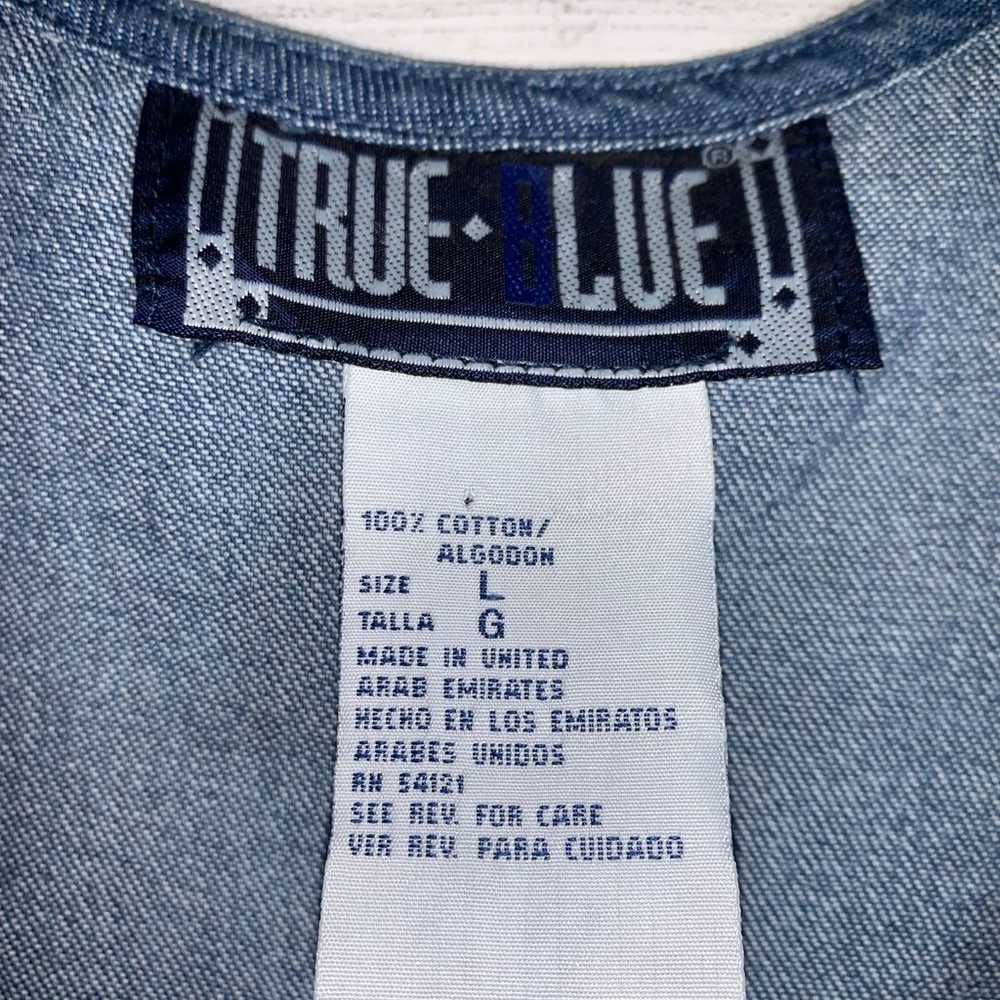 Vintage True Blue denim embroidered jumper modest… - image 10