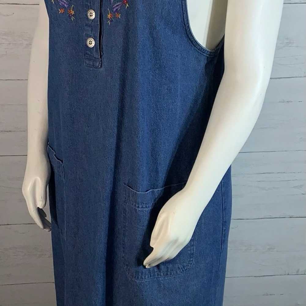 Vintage True Blue denim embroidered jumper modest… - image 5