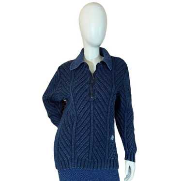 90's Vintage Dark Blue Knit Sweater by Blue Willi… - image 1