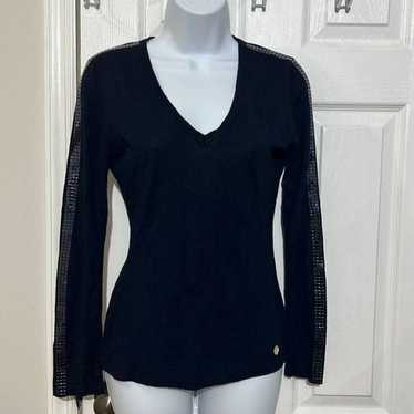 Versace collection vintage v neck sweater with rh… - image 1