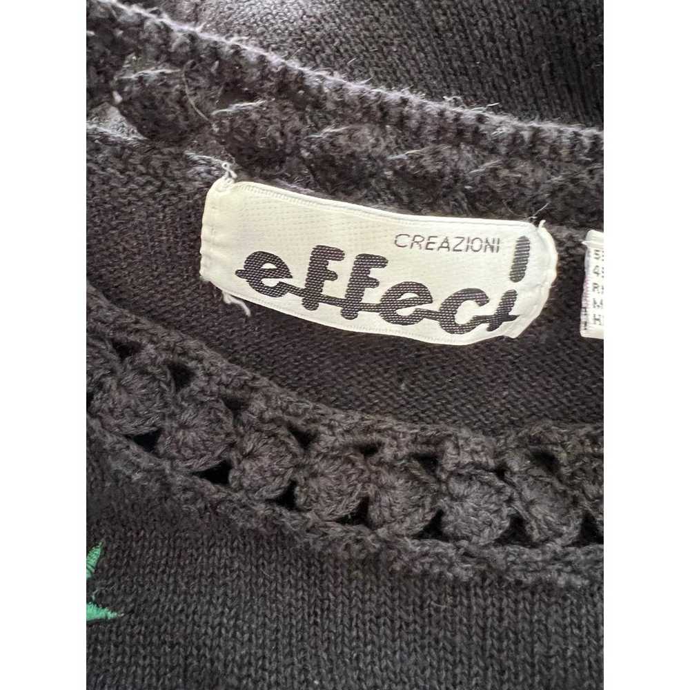 Vintage 90s Floral Rose Embroidered sweater black… - image 7