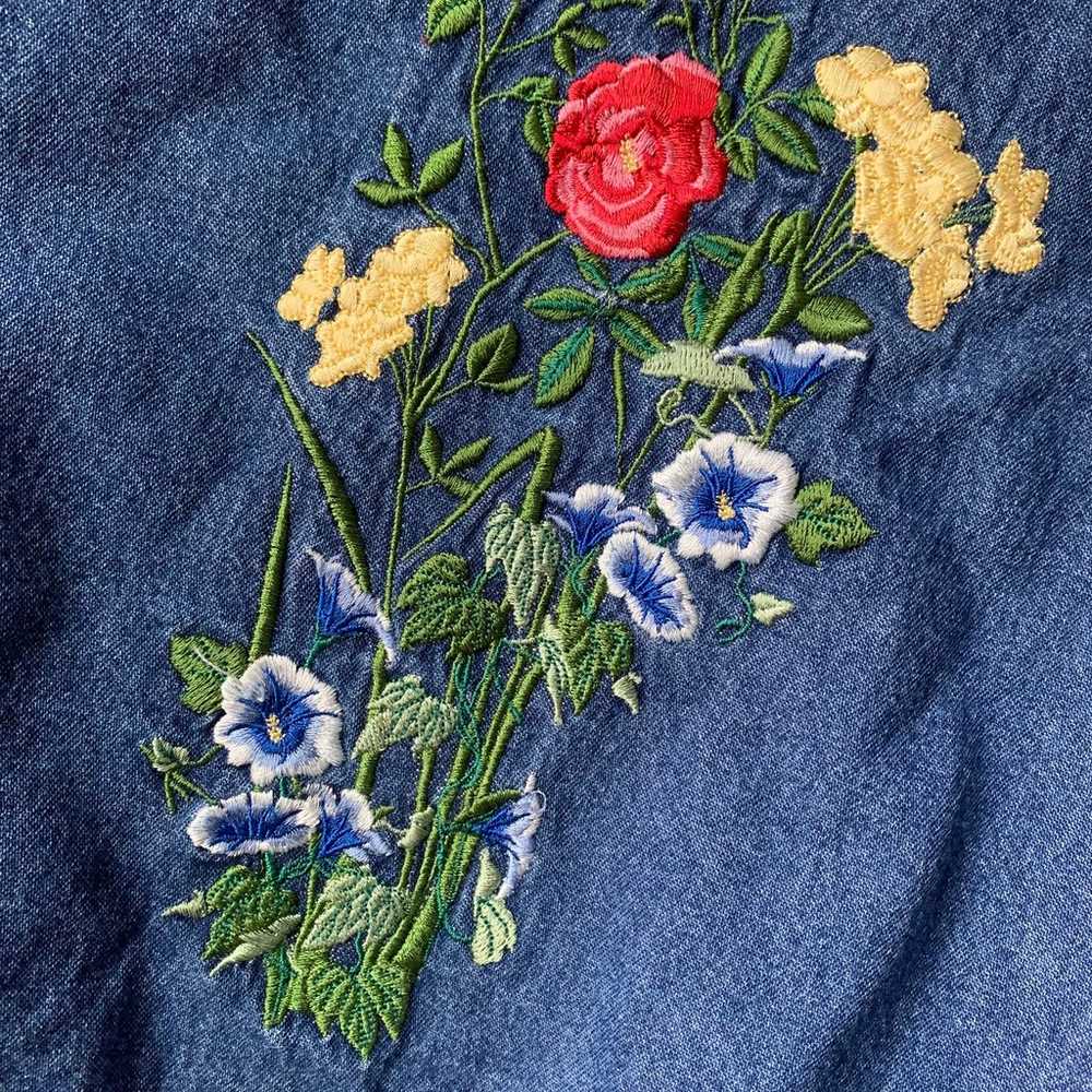Vintage Bechamel Petites Denim Jacket Embroidered… - image 11