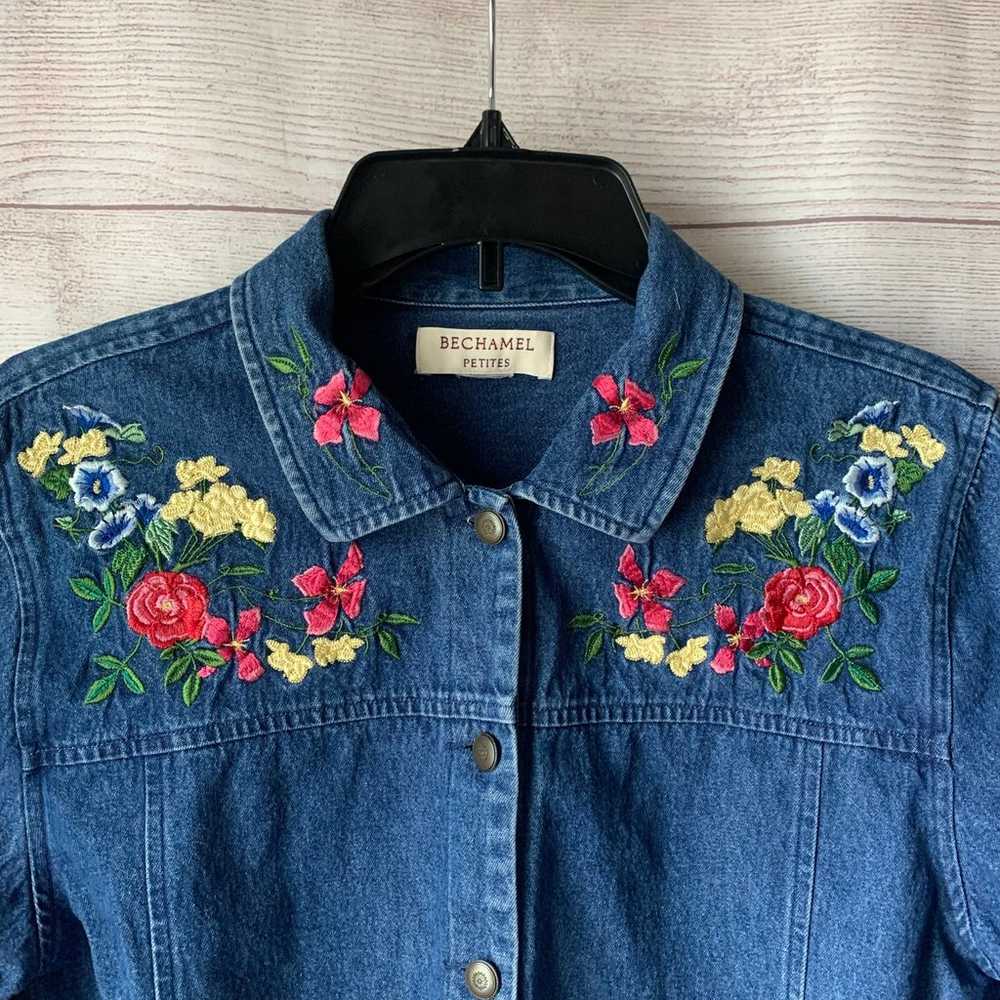 Vintage Bechamel Petites Denim Jacket Embroidered… - image 3