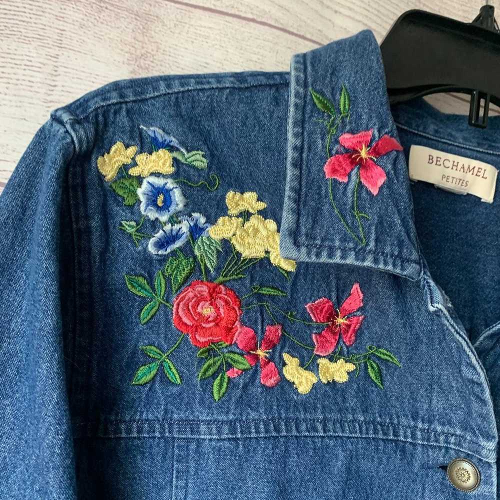 Vintage Bechamel Petites Denim Jacket Embroidered… - image 4