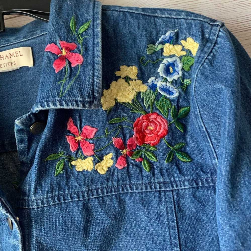Vintage Bechamel Petites Denim Jacket Embroidered… - image 5