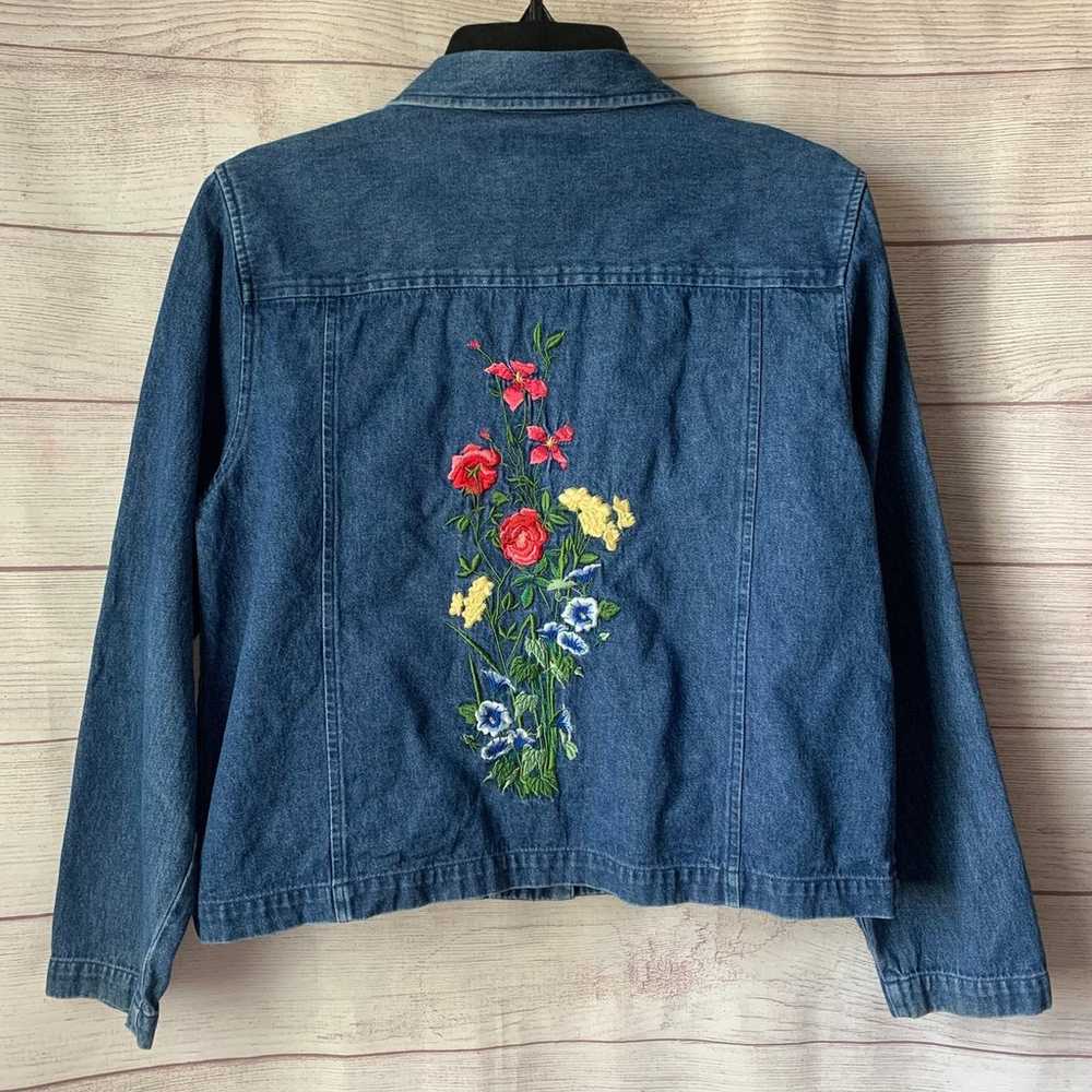 Vintage Bechamel Petites Denim Jacket Embroidered… - image 8