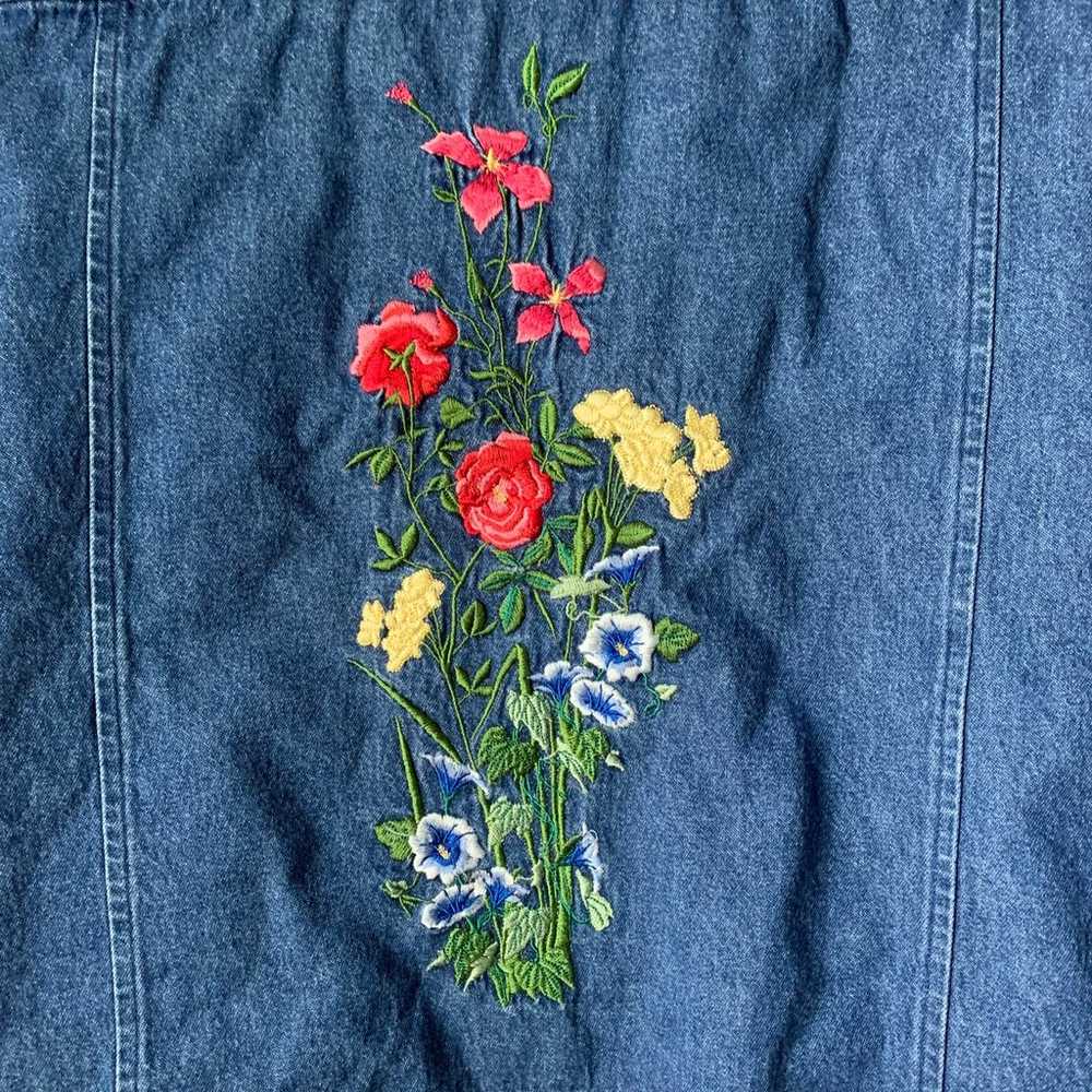 Vintage Bechamel Petites Denim Jacket Embroidered… - image 9