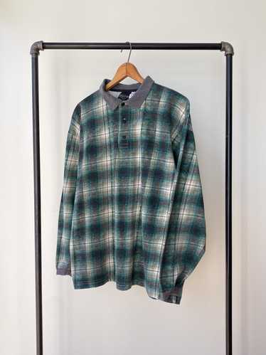 Bugle Boy Paisley Plaid Long Sleeve Polo—[L]