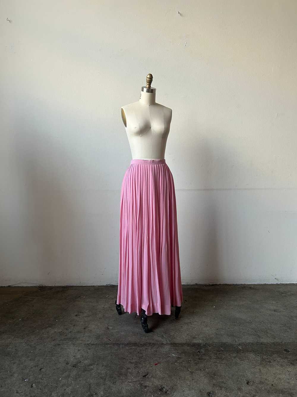 1970s celine pink silk skirt ensemble - image 5