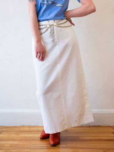 Vintage Fendi White Textured Maxi Skirt M/L