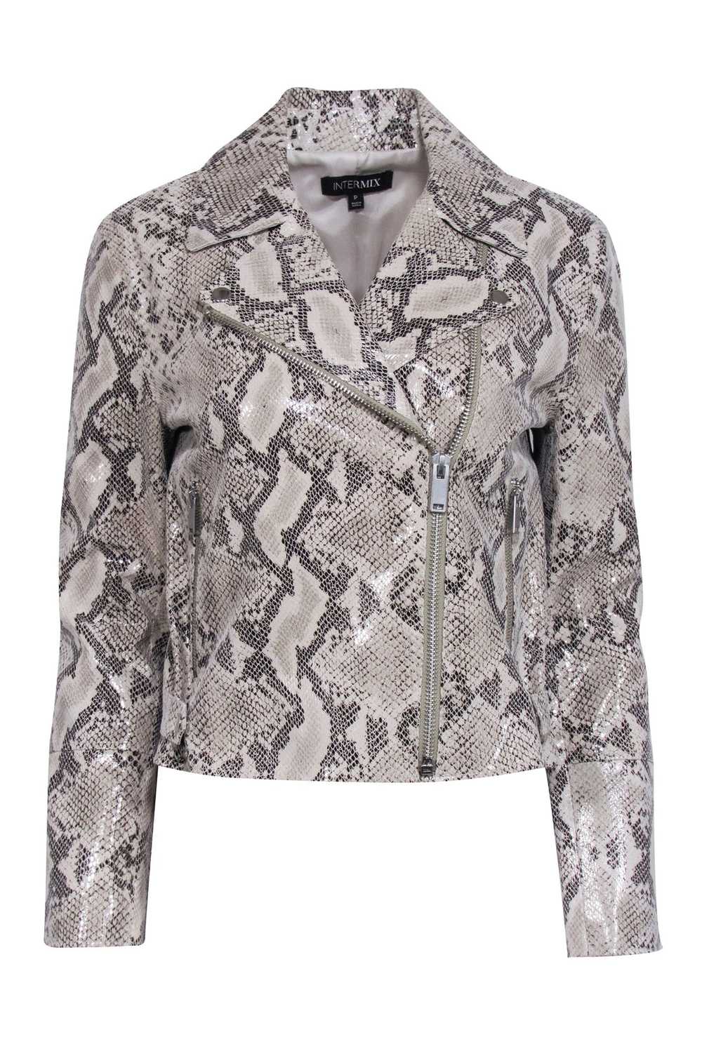 Intermix - Beige & Black Leather Snake Print Embo… - image 1