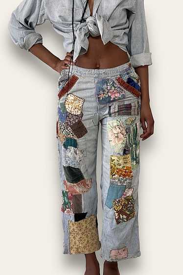 Vintage 1960's Original Hippie Patched Jeans Sele… - image 1
