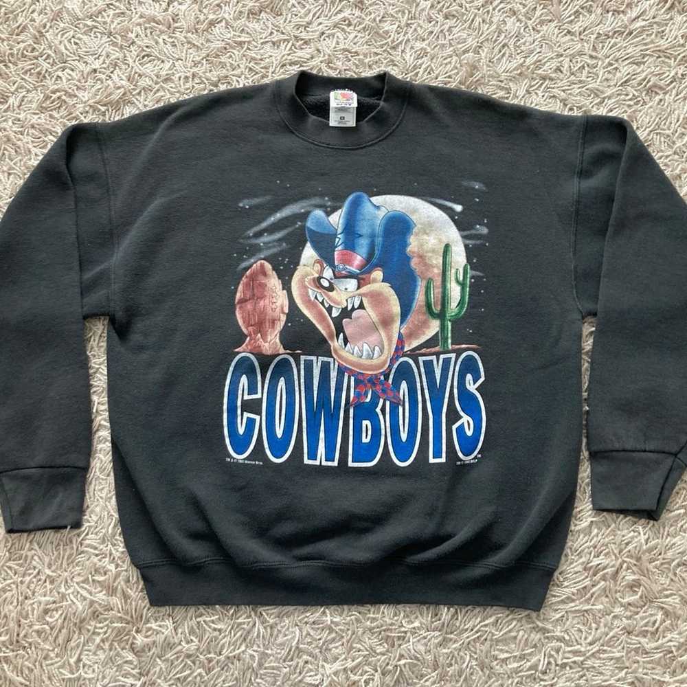 Vintage 90s Taz Dallas Cowboys Crewneck Sweatshir… - image 1
