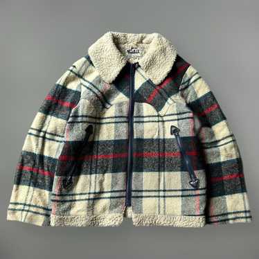 Vintage Woolrich Sherpa Lined Plaid Wool Coat Jac… - image 1