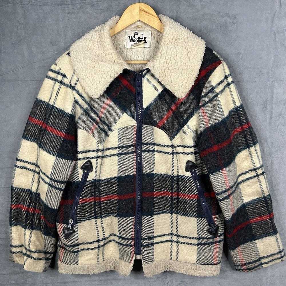 Vintage Woolrich Sherpa Lined Plaid Wool Coat Jac… - image 2